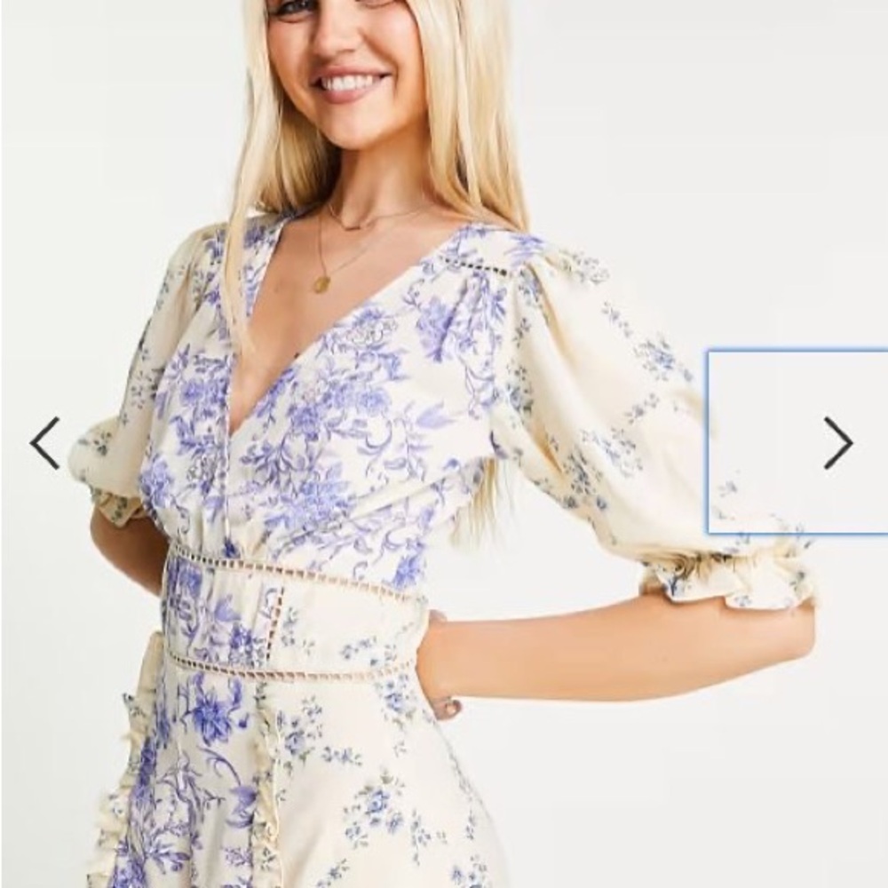 ✿ ASOS design blue floral jumpsuit